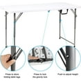thumbnail image 4 of 48" W x 24" D x 29.5" H - 4FT Adjustable Height Heavy Duty Plastic Fold-in-Half Foldable Table，White Portable Folding Table with Carrying Handle for Camping & Party, 4 of 6