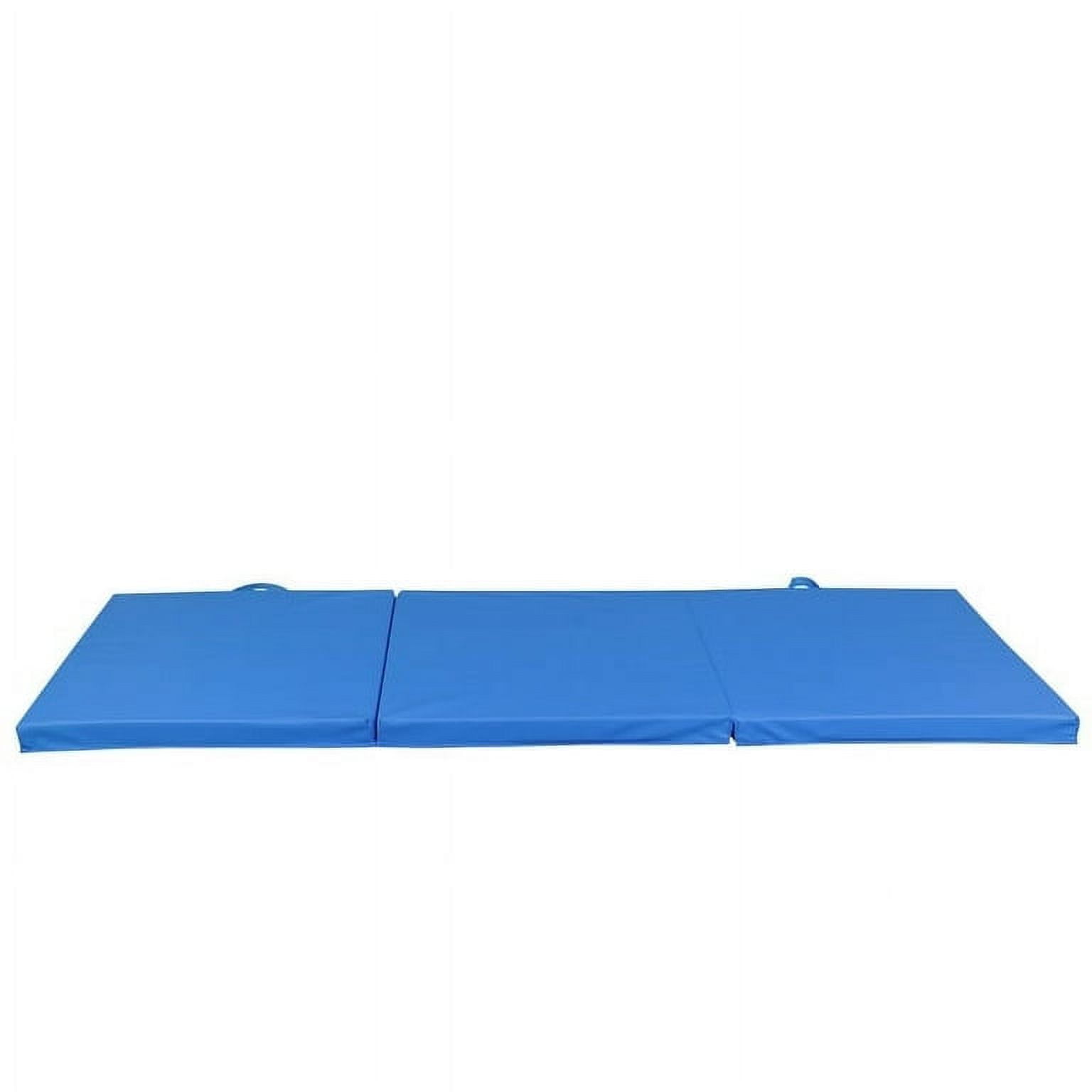Zeny 6' x 2' Exercise Tri-Fold Gym Mat,Aerobics Yoga Workout Tumbling Mats for Home Gym Flooring with Carry Handles for Gymnastics, Stretching, Martial Arts-Blue