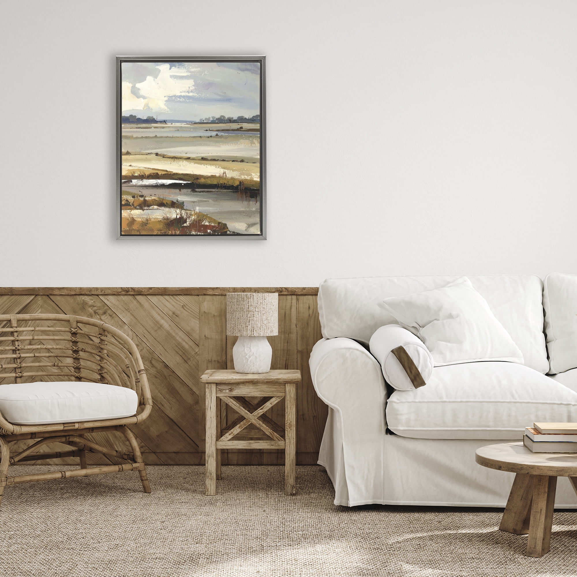 Stupell Industries Earthy Distant Horizon Gray Framed Floater Canvas Wall Art, design by Alonza Saunders