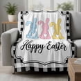 thumbnail image 2 of Happy Easter Blanket Soft Cozy Warm Throw Blanket for Couch, Plush Fuzzy Flannel Fleece Blankets for Sofa, Spring Watercolor Rabbits Black White Plaid Bed Blankets Lightweight Gifts for Men, 50"x60", 2 of 9