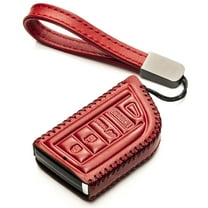 Vitodeco Genuine Leather Smart Key Fob Case with Leather Key Strap Compatible for Acura MDX, Acura RDX 2022 -2023 (4-Button, Red)