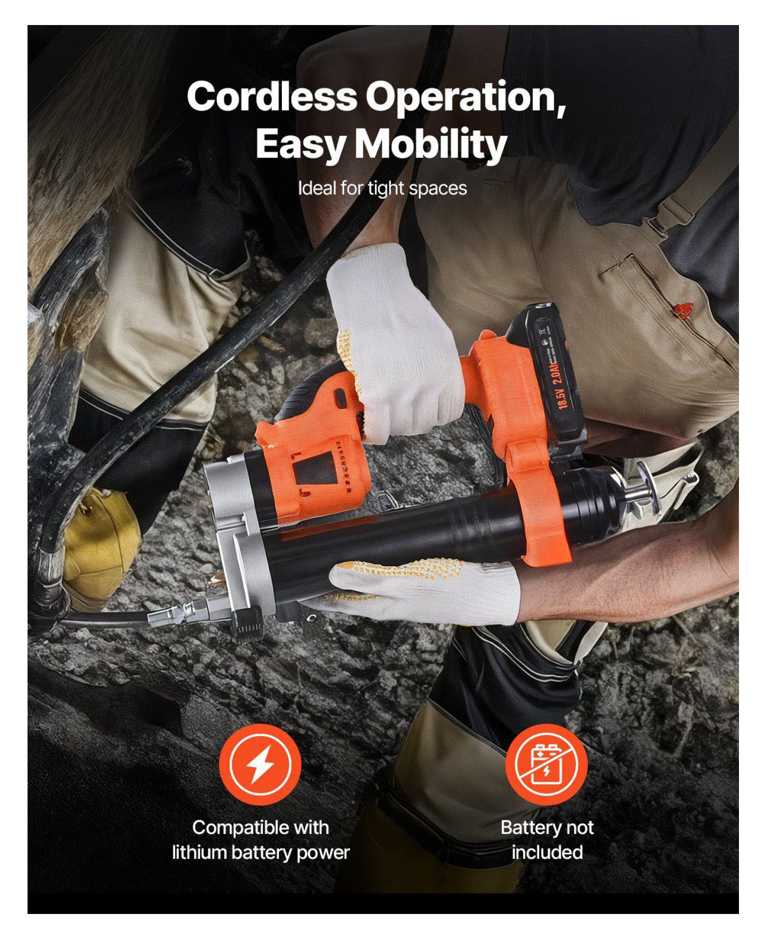 Cordless Grease Gun 80,000 PSI 20V Electric Grease Gun (Tool Only) - High Pressure, Variable Speed, Flexible & Rigid Hoses, LED Light, for Automotive, Industrial & Farm Equipment