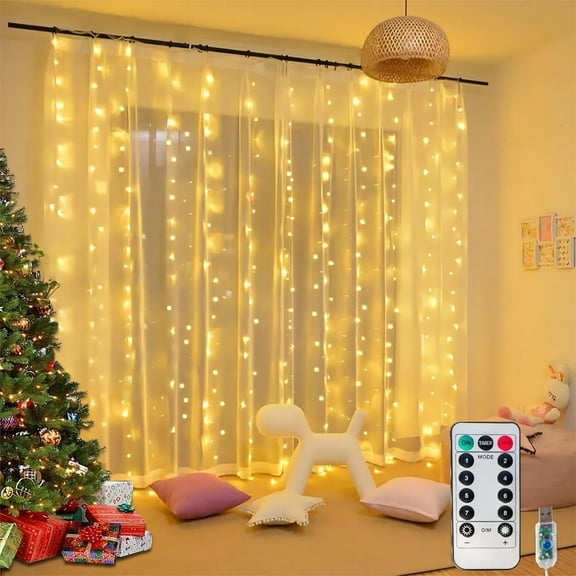 Elegant Warm Glow Curtain String Lights - Soft Ambience, 5V Safety