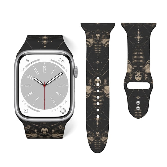 Vintage Death's-Head Hawkmoth Soft Silicone Sport Band 38mm40mm Wristband for Apple Watch, Waterproof Buckle Strap for Series 9/8/7/6/SE/Ultra