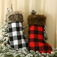 thumbnail image 4 of Christmas Stockings,19" Red Black Buffalo Plaid Christmas Stockings with Plush Faux Fur Cuff Xmas Stockings Fireplace Hanging Stockings for Family Holiday Christmas, 4 of 6