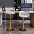 thumbnail image 4 of ZAFLY Adjustable Barstools, 360 Degree Swivel Bar Stool with Back at Counter Height Set of 2, Velvet Gold Bar Chair, Non-Slip Base Bar Stools for Pub/Kitchen (Light Grey), 4 of 7