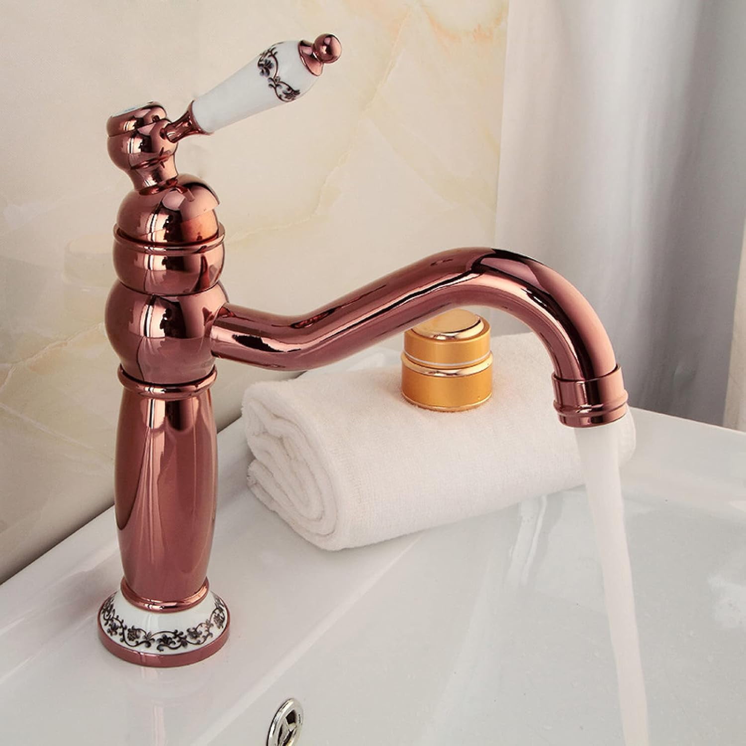 Vintage Bathroom Faucet, Brass Sink Faucet Bathroom, Hot and Cold Sink Mixer Tap Faucet, Single Hole Single Handle Bathroom Sink Faucet, Black
