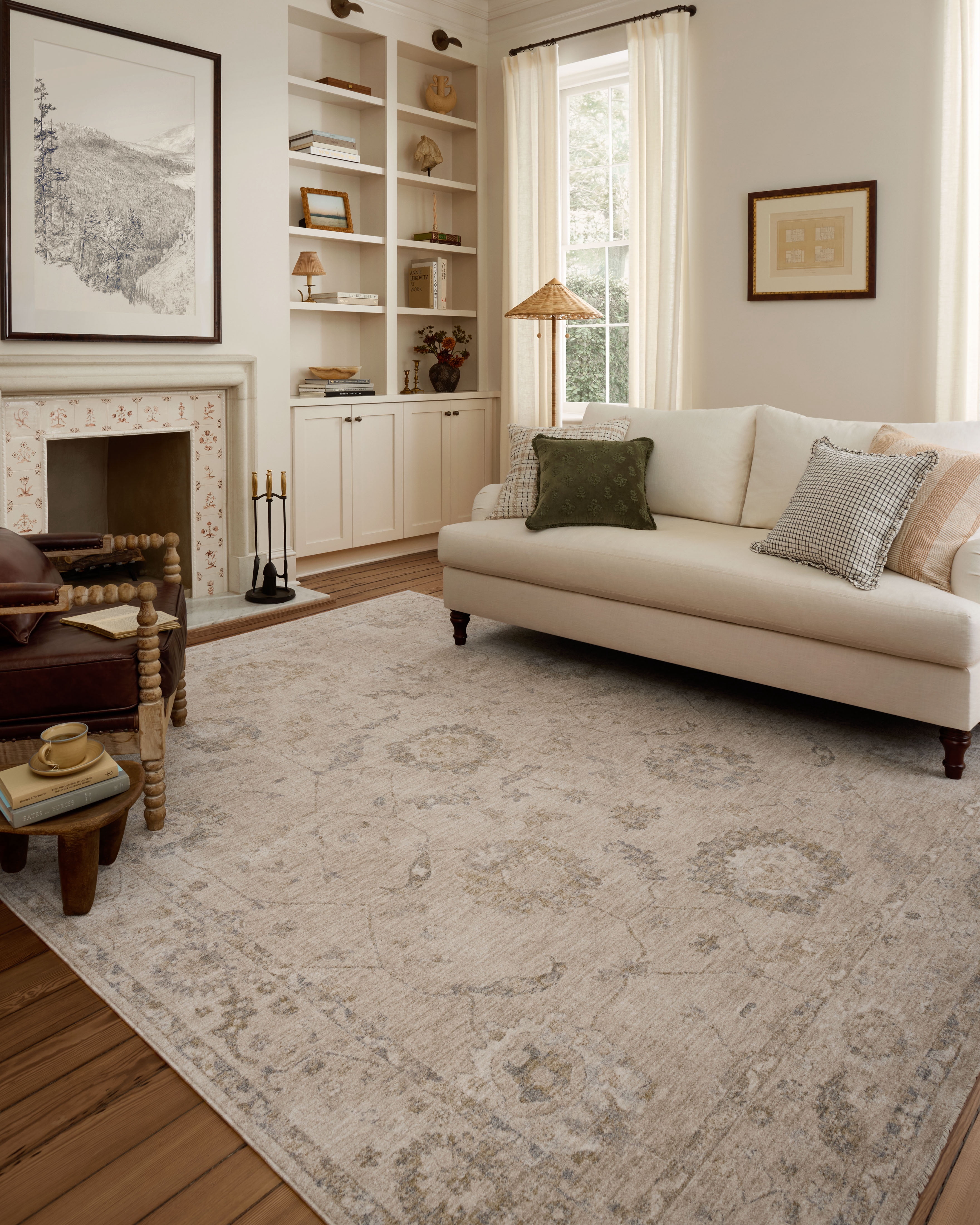 Chris Loves Julia x Loloi Louisa Oatmeal / Slate 5'-3" x 7'-6" Area Rug