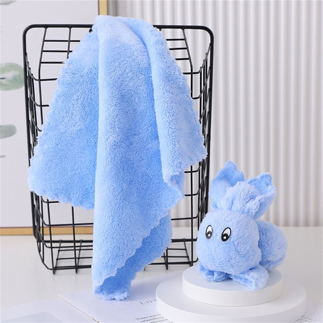 ViLaViDeca Bunny Towel Rabbit Handkerchief Bunny Shape Towel Plush Rabbit Gift All, Blue