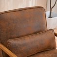thumbnail image 4 of IVV Mid Century Modern Accent Chair, Brown Bronzing Cloth Upholstered Living Room Armchair with Solid Wood Frame for Bedroom,Apartment,Studio,Office,Waiting Room, 4 of 10