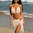 thumbnail image 4 of Aimik Women's Ruffle Bikini Sets 3 Piece Bathing Suits Textured Triangle Wrap Skirt Side Tie Cheeky Bikini Swimwear, 4 of 6