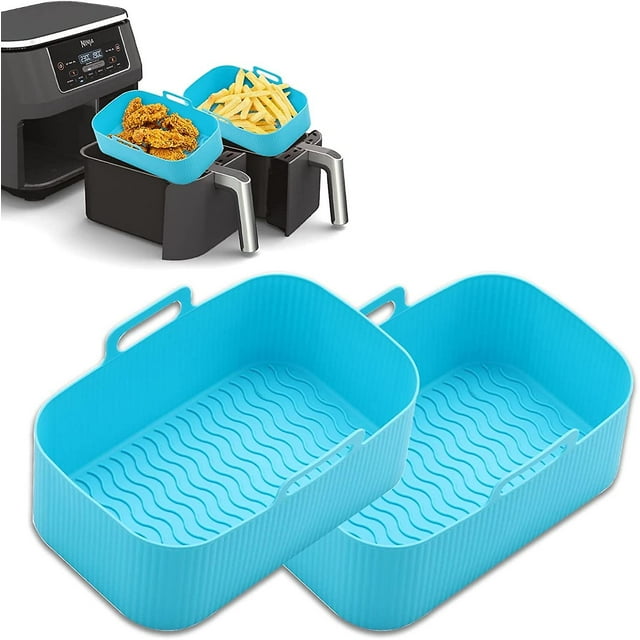 Doublures en Silicone pour Friteuse à Air Chaud Ninja Double, Doublure en Silicone Réutilisable pour Friteuse à Air Ninja Double