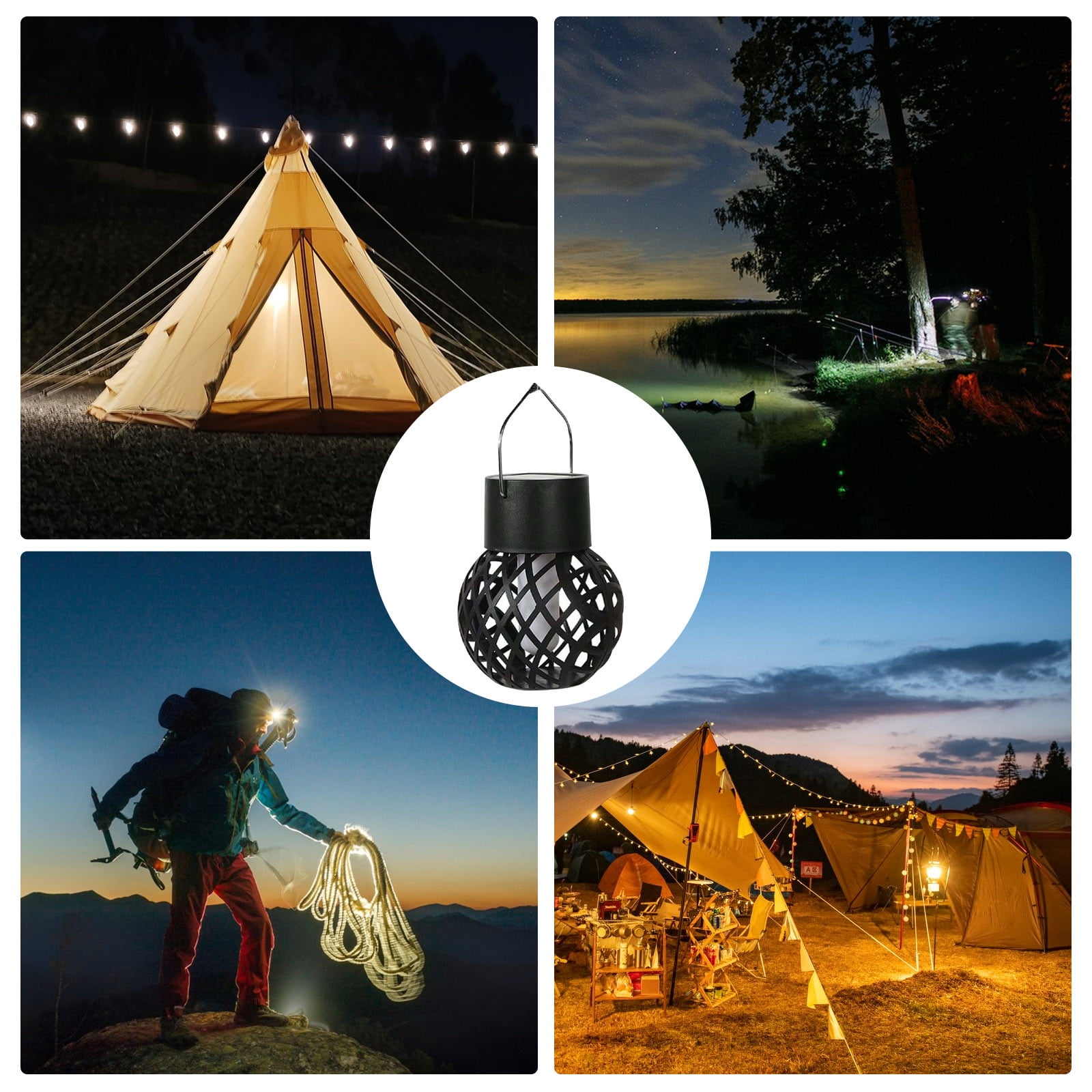 Lot De 5 Lanternes Solaires OKESYO Avec Flammes Dansantes LED - Éclairage Extérieur, étanche, 12h Autonomie