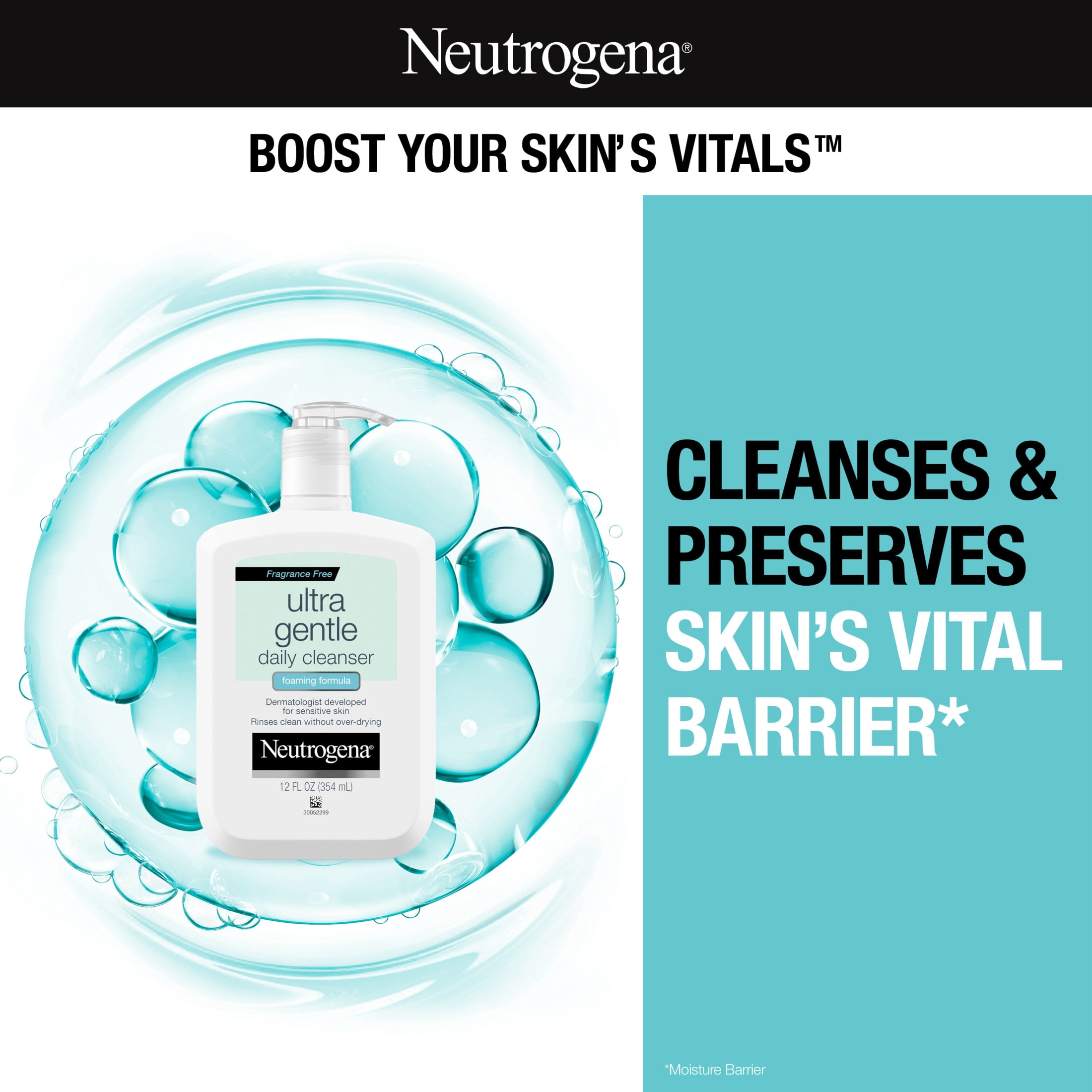 (2 pack) Neutrogena Ultra Gentle Foaming Facial Cleanser, Daily Face Wash, 12 fl. oz