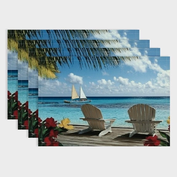 The Sunshine Collection Placemats | Set of 4 | Heat Resistant Mats | Cork-Backed Board | Hard Placemat Set for Dining Table | Measures Multicolor 18x12in