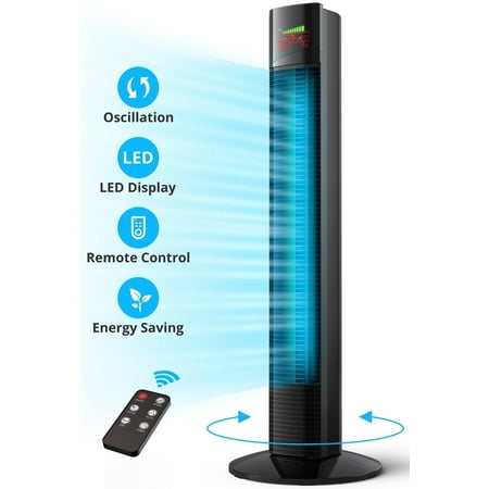 TaoTronics Tower Fan  36  Cooling Fan with Remote  65° Floor Fan Oscillating  Powerful Fan with 9 Modes  Large LED Display  12-Hour Timer  Quiet Portable Bladeless Fan for Bedroom Living Rooms Office