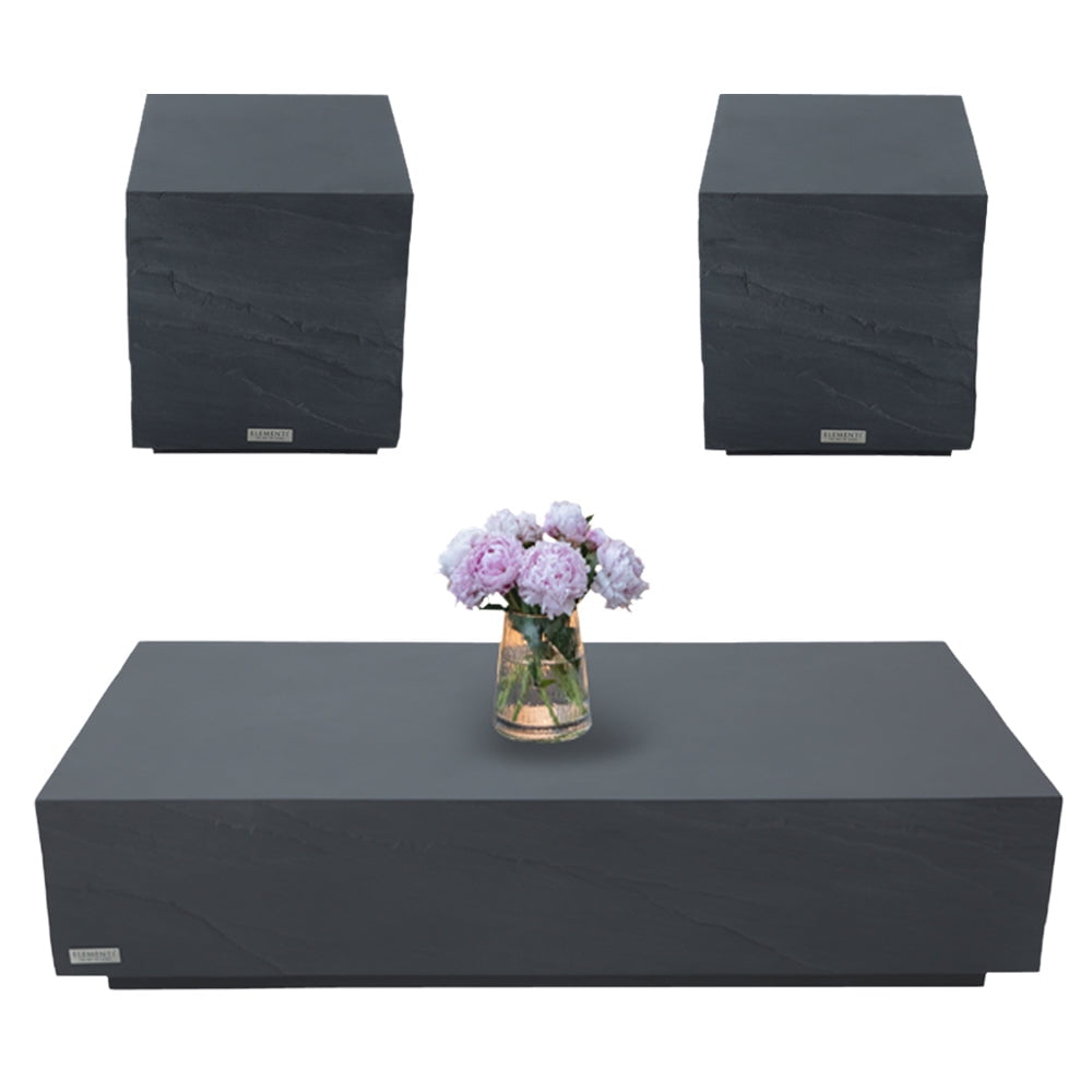 Elementi Colorado Coffee Table End Table Set of 3 for Indoor Outdoor Patio Tables Coffee Table