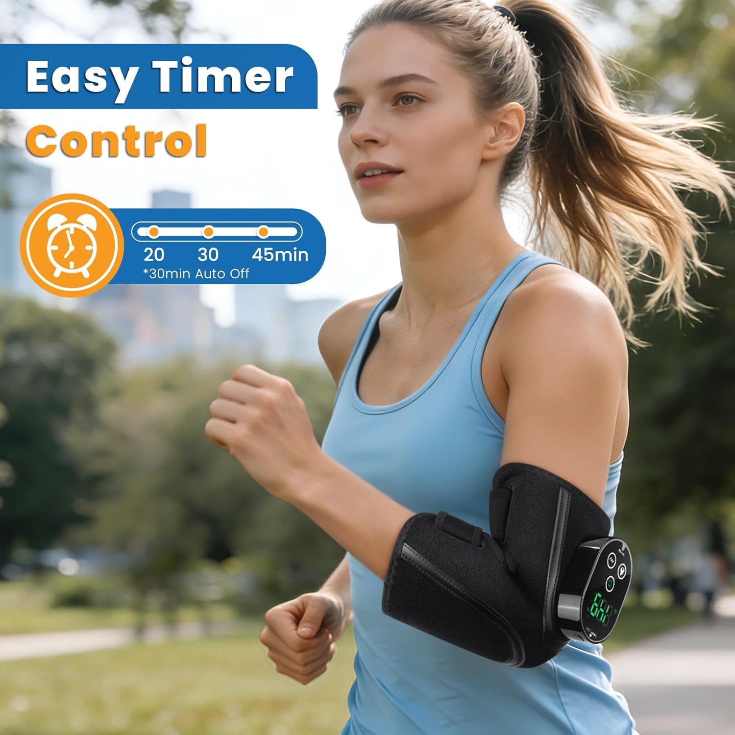 Elbow Heating Pad, Cordless Elbow Brace for Cubital Tunnel and Tennis Elbow Relief, 5 Heat Levels & 3 Vibration Gears, Arm Heating Pad Sleeve with Long Battery Life