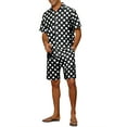 thumbnail image 4 of INSPIRE CHIC Polka Dots Hawaiian Set for Men's Short Sleeves Summer Shirts 2 Pieces Suit Black M, 4 of 4
