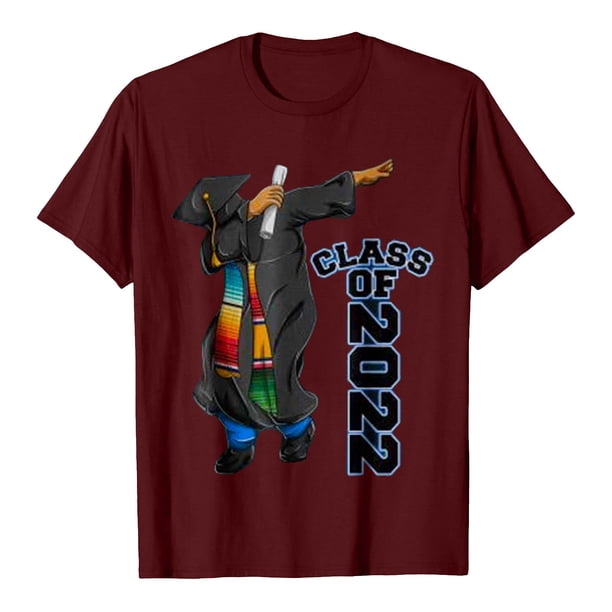 Camiseta informal de manga corta con estampado de letras para mujer, camiseta de graduación Fridja hjk2717