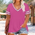 thumbnail image 6 of Womens Plus Size V Neck T Shirts Summer Short Sleeve Tees Casual Loose Solid Base Shirts Tops, 6 of 6