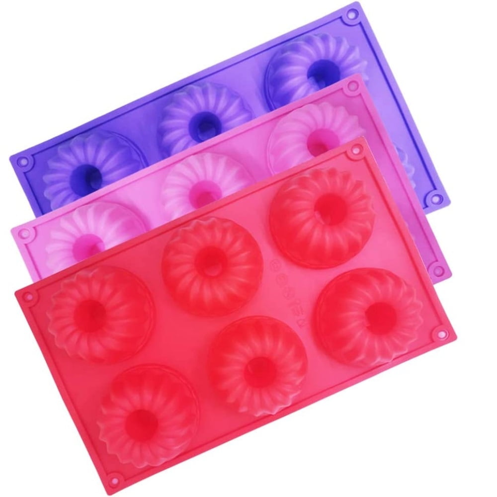 AAOMASSR 3 Packs Silicone Mini Fluted Cake Pans, Mini Tube Cake Baking