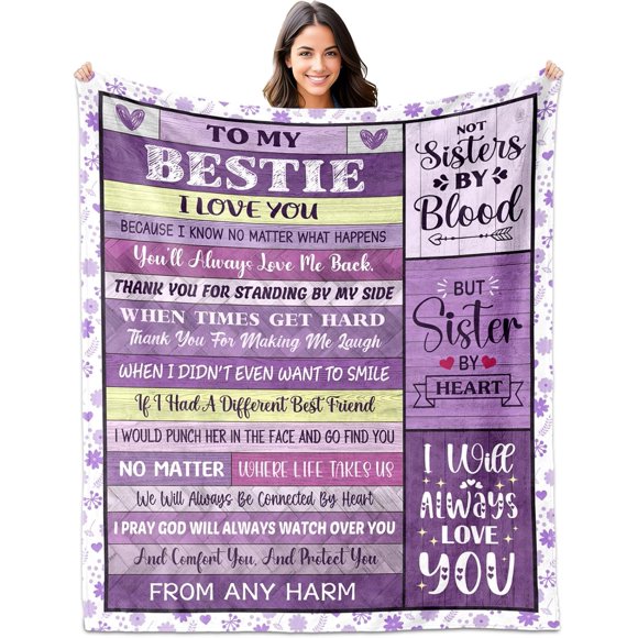 Bestie Blanket Birthday and Friendship Gifts for Women Long Distance and Work Besties Gift Best Friend Blanket 50"x60"