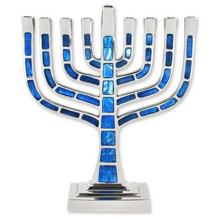 Blue Jeweled Aluminum Mosaic Menorah
