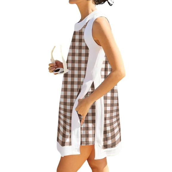 Stralyhd Two Piece Lounge Set for Women 2026 Summer Sleeveless Sets Dressy Casual Shorts Outfits Travel Vacation Matching Set with Pockets Brown S