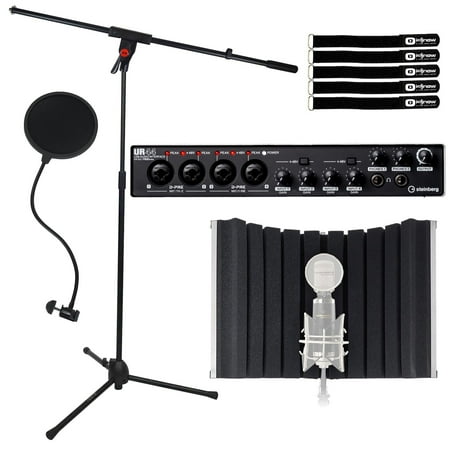 Steinberg UR44 USB MIDI I/O Audio Interface with Microphone Boom Stand Package