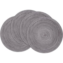 SILOON Round Placemats Set of 4 Round Braided Placemats 15 inch Cotton Polyester Woven Table Placemats for Dining Table Holiday Party (Black Grey, 4)