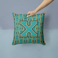 thumbnail image 2 of Letter X Football Aqua, Orange and Marine Blue Fabric Decorative Pillow, 2 of 4