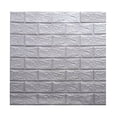 thumbnail image 2 of Papel tapiz 3D Etiqueta de pared de ladrillo Espuma TV Calcomanía de fondo Autoadhesivo Etiqueta adhesiva, 10 piezas, Plata seitruly HA002452-15, 2 of 6