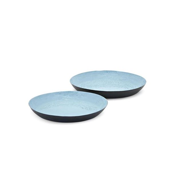 IMAX Plateaux de Finition en Émail Bleu Calista - Lot de 2