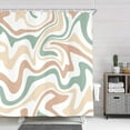thumbnail image 2 of Aesthetic 70S Abstract Wavy Swirl Fabric Shower Curtain for Bathroom, Cute Pink Sage Green Pastel Vintage 2000s 90s 80s Retro Boho Minimal Teen Girls Restroom Decor Accessories with Hooks 72X72in, 2 of 6