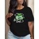 thumbnail image 1 of Holiday Celebrations| Women's St. Patrick's Day T-Shirt - "Happy St. Patrick's Day" Cursive Print with Four-Leaf Clover Design, Casual, 1 of 6