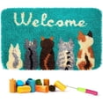 thumbnail image 1 of MesaSe Latch Hook Kits for Adults - Cats Welcome Rug Kits 24X16 in  DIY Latch Hook Rug Kit  Cross Stitch Rug Making Kit  Carpet Making Crochet Kits Embroidery Kits Needlework Crafts for H, 1 of 9