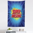 thumbnail image 1 of Wording Tapestry, Comic Book Design with Half Tone and Lines Background Super Words, Fabric Wall Hanging Decor for Bedroom Living Room Dorm, 5 Sizes, Red Blue Yellow, by Ambesonne, 1 of 1