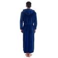 thumbnail image 3 of Bath Robe Men Womens Ultra-Soft Flannel Bathrobe Sleepwear,Navy, 3 of 7