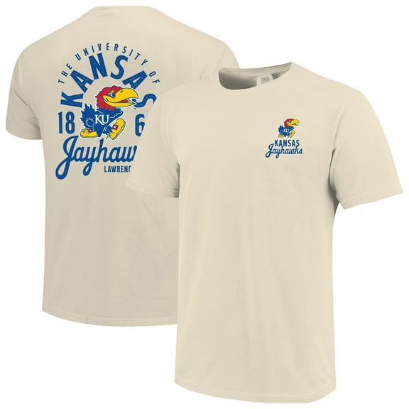Men's Cream Kansas Jayhawks Comfort Colors Mascot Overlay T-Shirt
