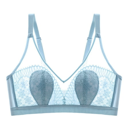 

Pedort Bras For Women Full Coverage Plus Size Non Padded Wireless Minimizer Bra Blue 34