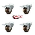 thumbnail image 2 of 3 Inch High Temp Phenolic Swivel Bolt Hole Caster Set with Total Lock Brake SCC, 2 of 2