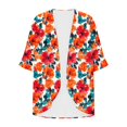 thumbnail image 5 of Summer Cardigan for Women Retro Printed Tunic Blosues 3/4 Sleeve Tops Baggy Boho Shirts Loose Relaxed Fit Outfits Spring CaUSAl Vintage Cardigans Going Out Beach Holiday Clothing, 5 of 5