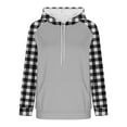 thumbnail image 6 of Olyvenn Plaid Sweatshirts for Women Drawstring Hoodies Dressy Casual Raglan Long Sleeve Blouses Pullover Tunic Tops Gray XXL, 6 of 6