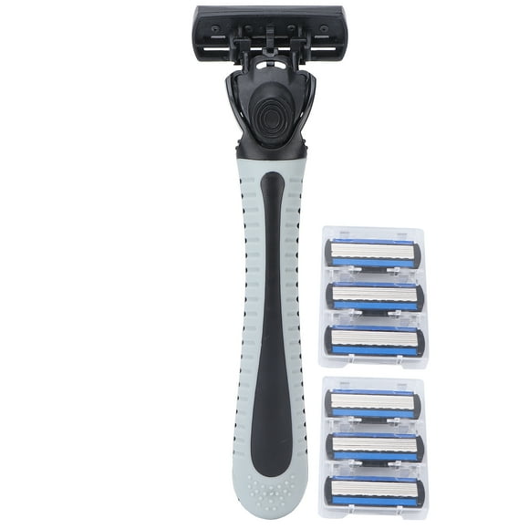 Men's Razor Sets, Reusable Men's Razor Lubrication Strip Silver White Six Layers Elastic Sensing Blade  for Daily Use for Men