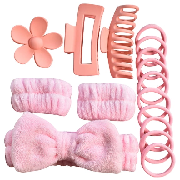 COOLHOOD Makeup Shower Sports Skincare Accessories Unique Headband with Bowknot and Wristbands Hair Clip Set for Skincare