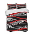thumbnail image 2 of Quilts Twin XL Size, Red Black Stripes Soft Comforter Bedding Set for Bed, Modern Gradient Abstract Lines Art Lightweight Quilted Bedspread with Pillow Cover(2 Pieces) for All Season, 68x98 Inch, 2 of 6