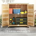thumbnail image 5 of Outsunny Wooden Storage Cabinet, Outdoor Prep Station with Metal Tabletop and Shelf, Patio Storage Cabinet with Double Doors, Natural Wood, 5 of 9