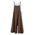thumbnail image 3 of GILIGEGE Women's Summer Boho Casual Jumpsuits Wide Leg Overalls Flowy Baggy Rompers Casual Overalls Baggy Wide Leg Jumpsuits Loose Linen Bib Pants Linen Overalls for Women Pants Romper Bib Jumpsuit, 3 of 6