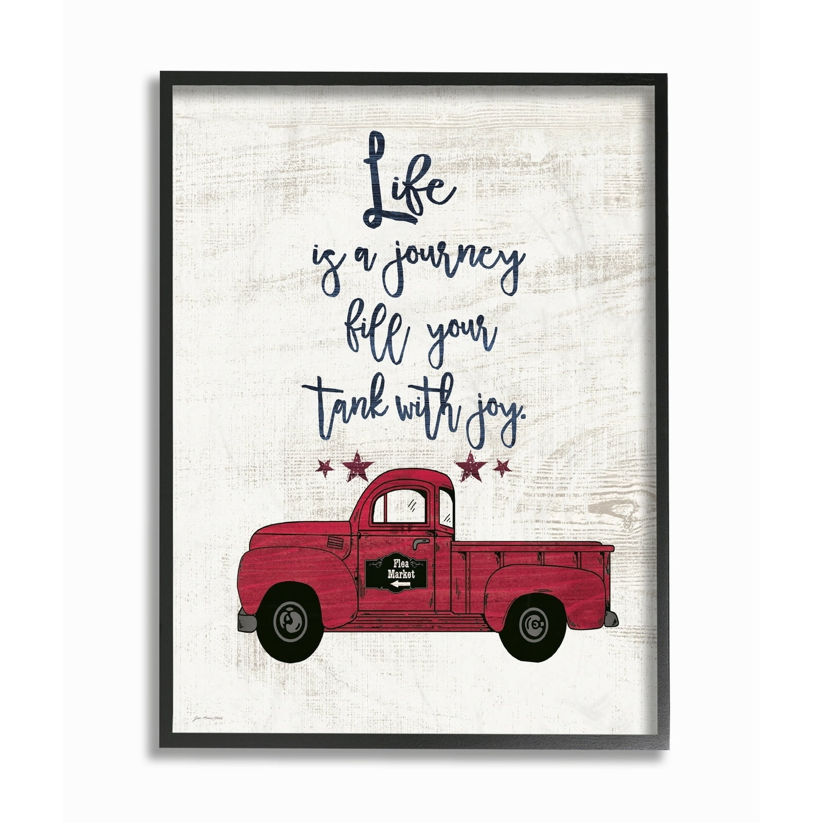 The Stupell Home Decor Collection Fill Your Tank With Joy Vintage Truck Illustration Framed Giclee Texturized Art, 11 x 1.5 x 14
